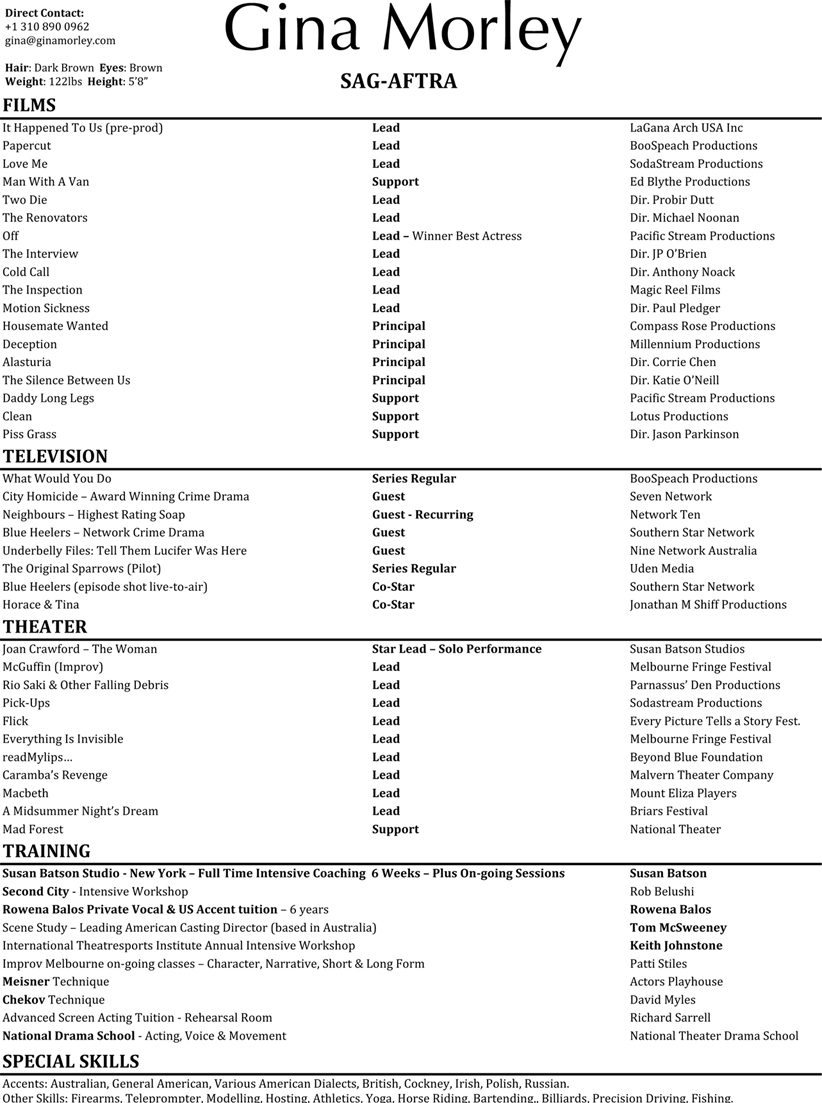 GinaMorley CV